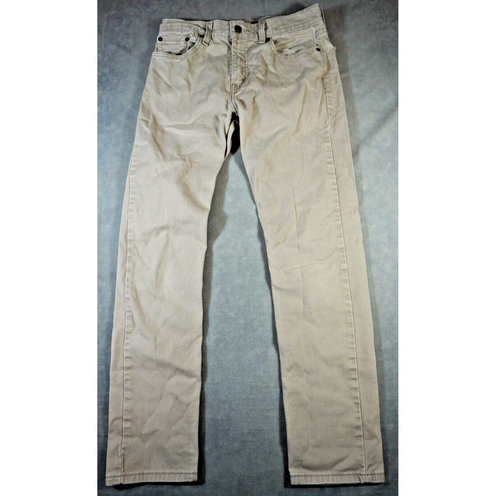 Levis 502 Jeans Mens 30x32 Regular Fit Flex Tapered Leg Cotton Blend Beige